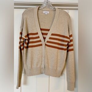 Evereve "Quincy" Button Up Cardigan (Oatstripe) - Women's Small